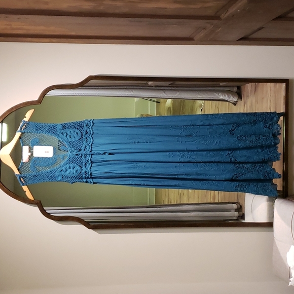 NEW Scanal Italy Teal Crochet Dress - Picture 2 of 5